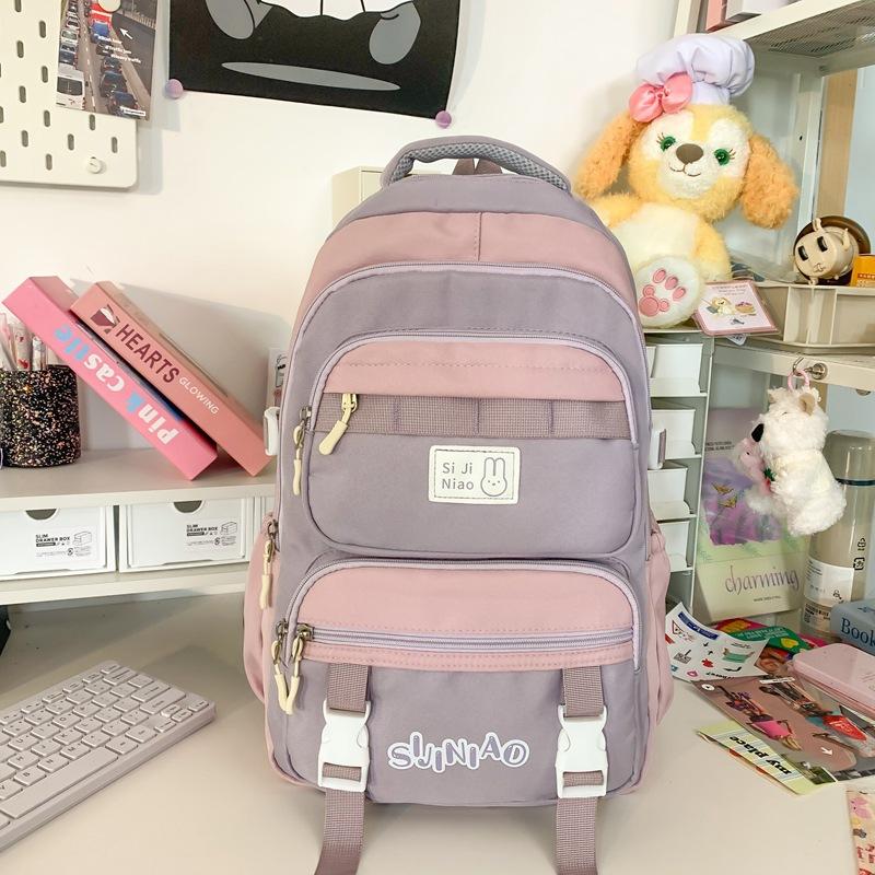 

Backpack Pattern Letter Large Capacity Outdoor Travel Bag Student Schoolbag фіолетовий