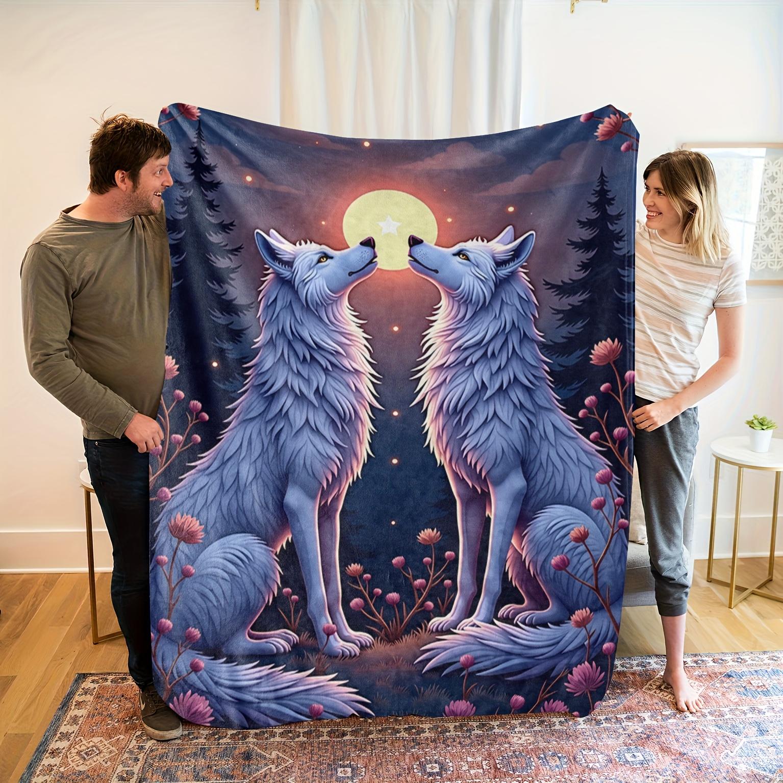 

Cozy Blue Double Wolf Theme Fleece Blanket - Soft, Breathable Polyester, High-Definition Digital Print, Perfect Gift for Al 130x150cm51x59in