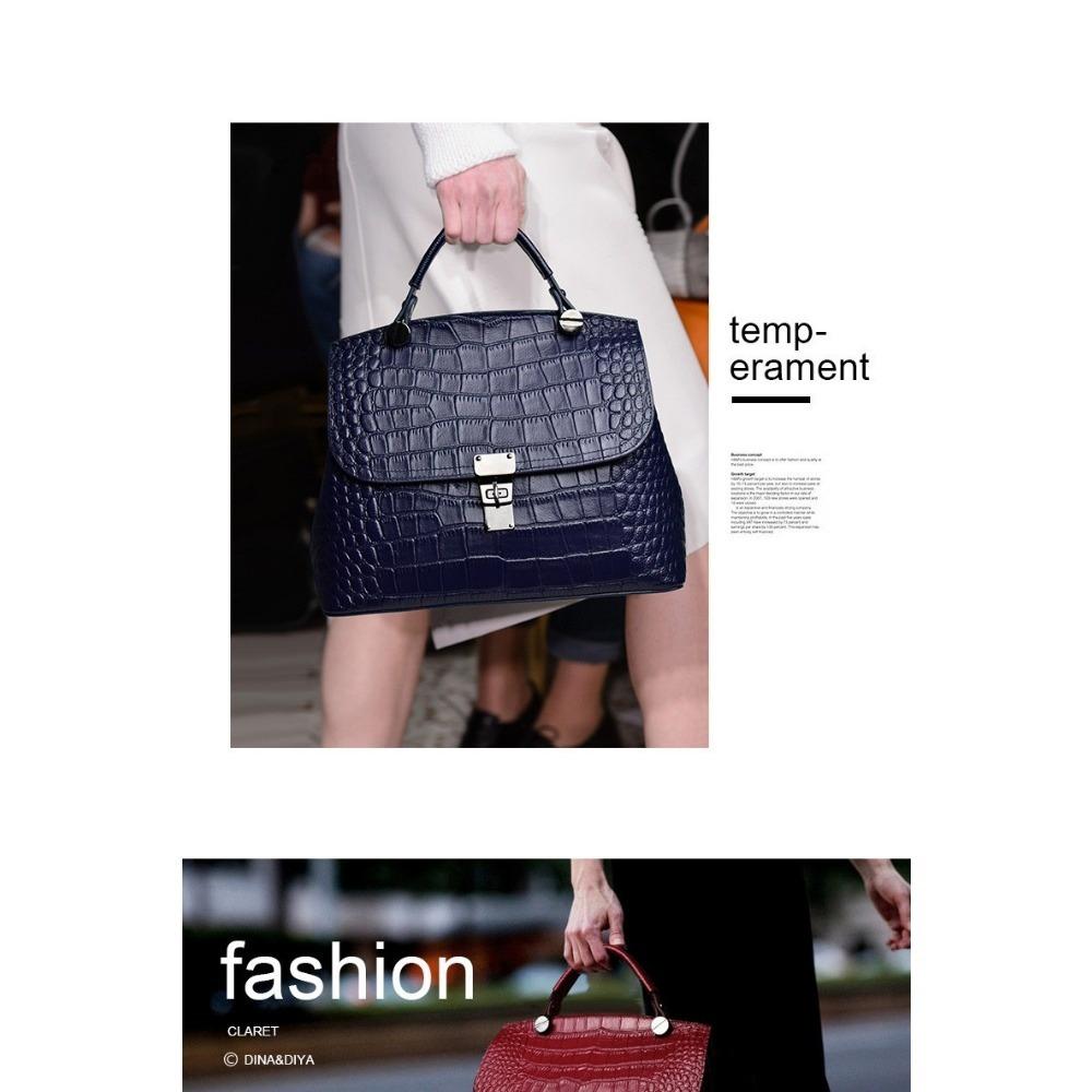 Large Capacity Single Shoulder Oblique Span Bag Crocodile Pattern Handbag Women's, Genuine Leather Women's Bag