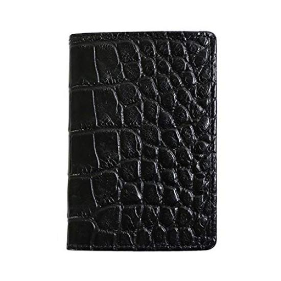 Romeo Crocodile Embossed Bifold Pass Case чёрный