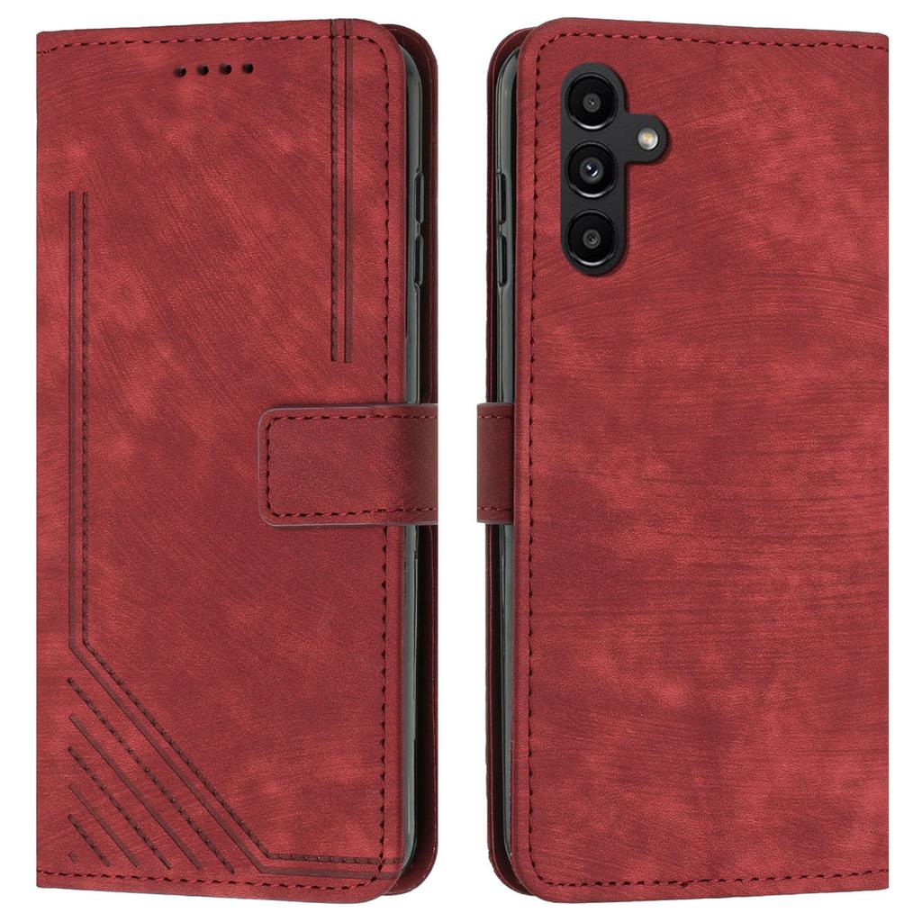 Για Samsung Galaxy M35 5G Θήκη Δερμάτινη Θήκη Τηλεφώνου με Χαραγμένες Γραμμές Στυλ Βιβλίο Αναδιπλούμενη Στάση