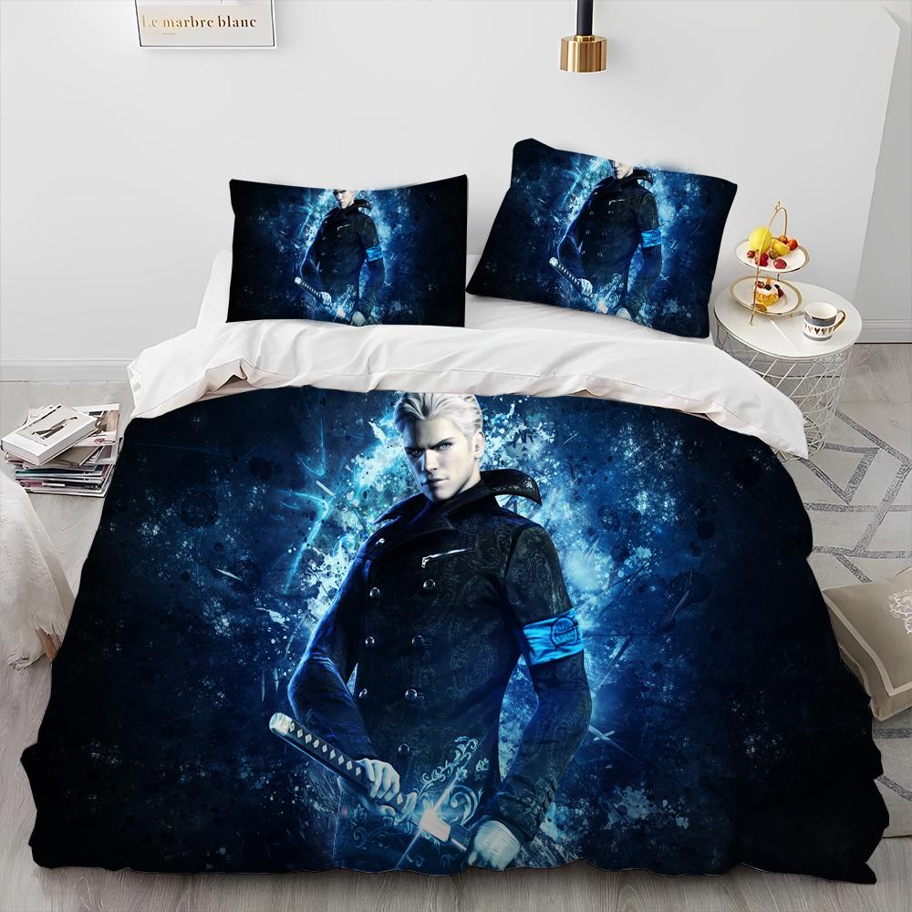 D-Devil May Cry DMC Game Gamer Comforter Bedding Set,Duvet Cover Bed Set Quilt Cover Pillowcase,king Queen Size Bedding Set Kid