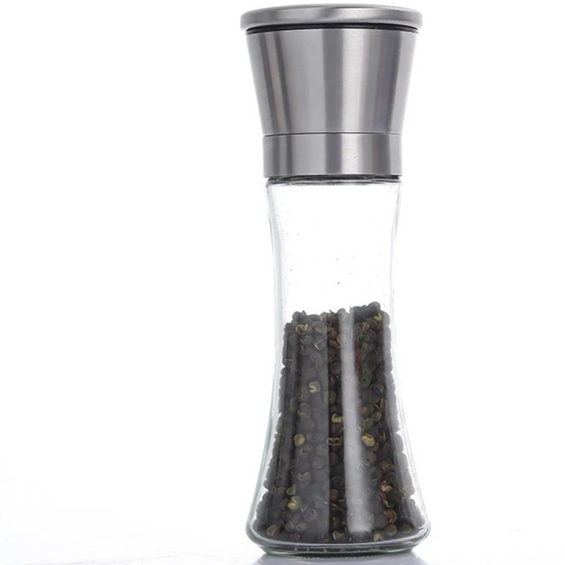 Svartpepparkvarn med kvarn i rostfritt stål Manuell kryddglas Salt- och pepparkvarnmaskin för hushåll Pulvermaskin