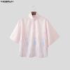 INCERUN Oversized Summer Men Lapel Neck 3/4 Sleeve Buttons Print Casual Shirts Tops