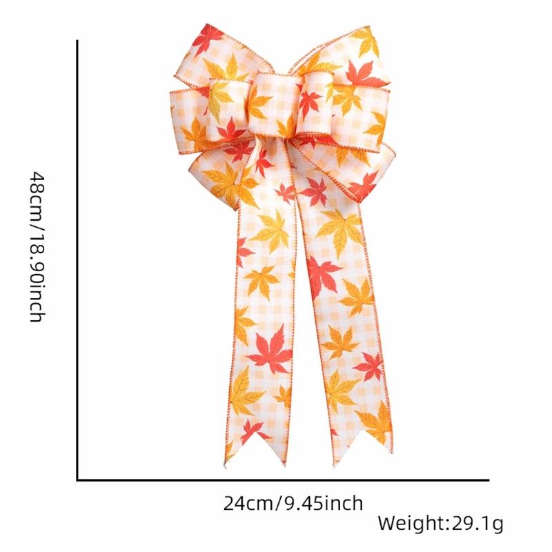 Thanksgiving Party Bow Decoration with Maple Leaf and Pumpkin Design DoubleLayer