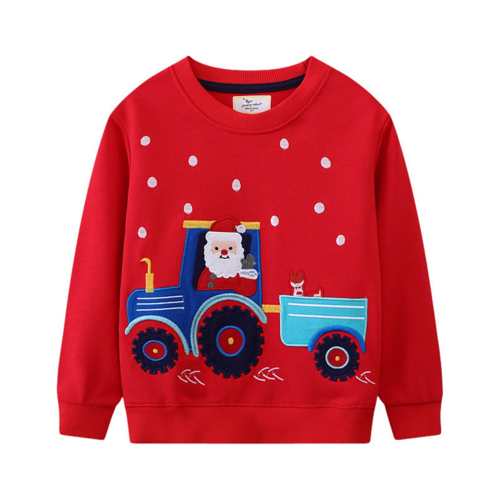 

Boys Sweatshirt, Long-sleeved Base Layer, Christmas 90 красный