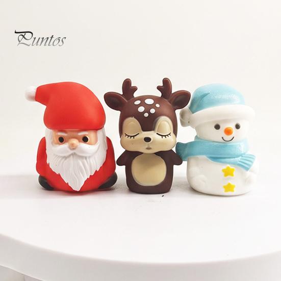 Decorative Figures for Christmas Vinyl Figurines, Cute Santa Claus Snowman Reindeer Mini Statue, Childlike Party Favors Small Holiday Desktop