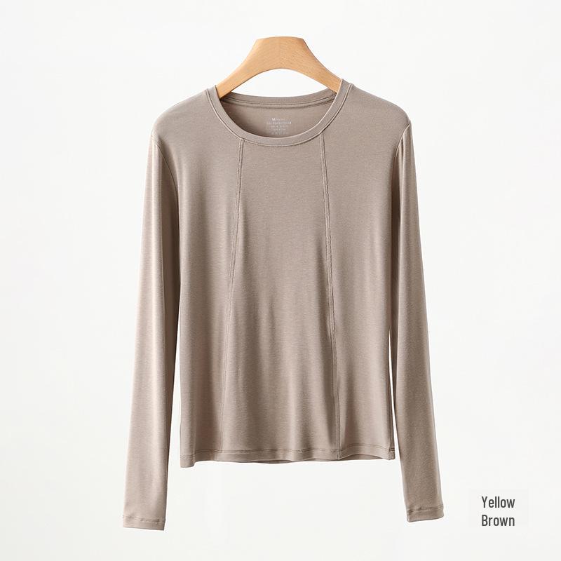 

Женская свободная рубашка с длинным рукавом и круглым вырезом - повседневная, мягкая, легкая