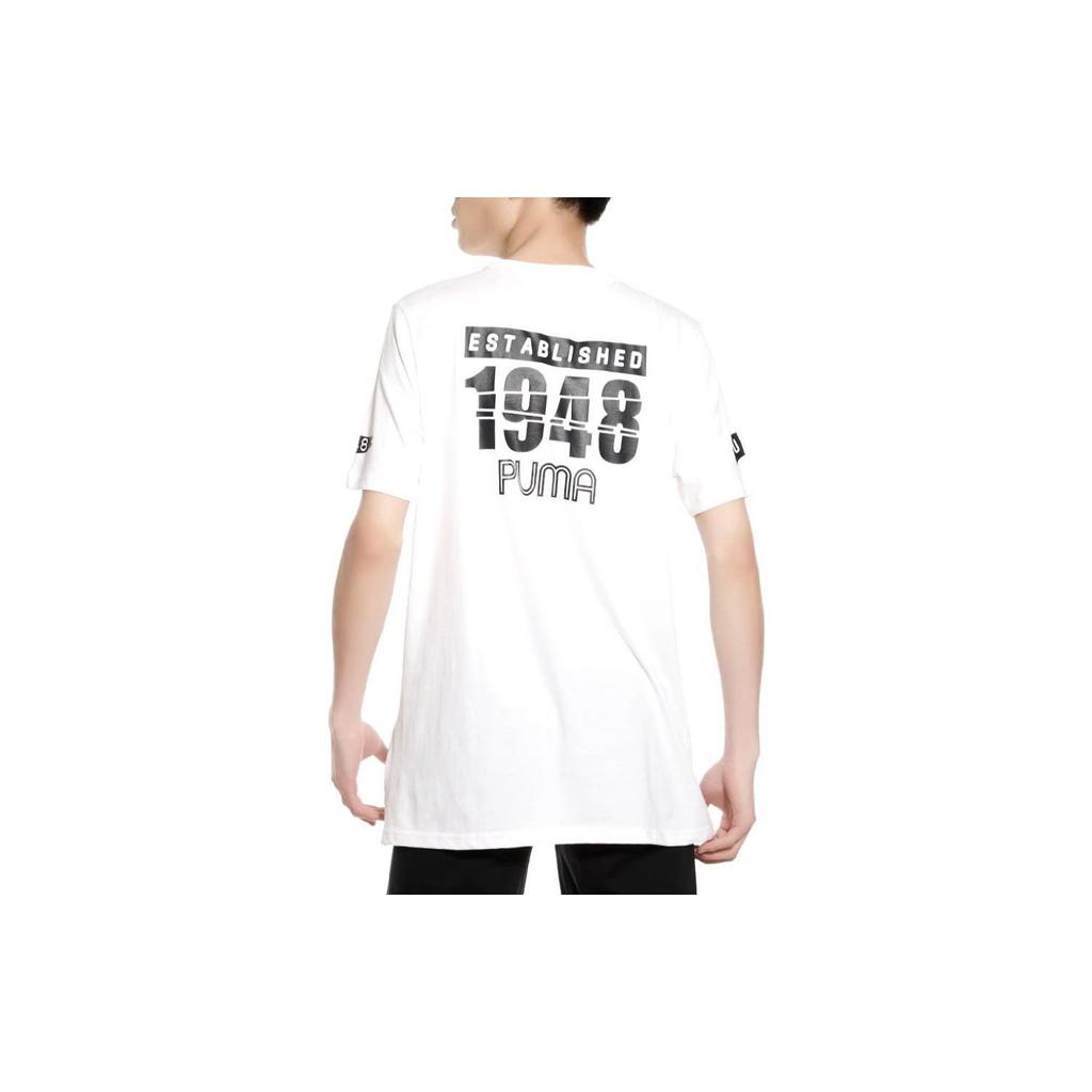Puma Sport Casual Letter And Number Print Short Sleeve T-Shirt Men T-Shirts White 850834-02