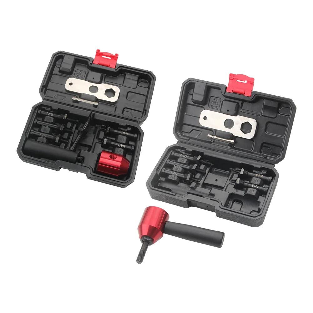 Heavy Duty Electric Pneumatic Riveter Tool Set with Multiple Rivet Conversion Heads for Various Fastening Tasks