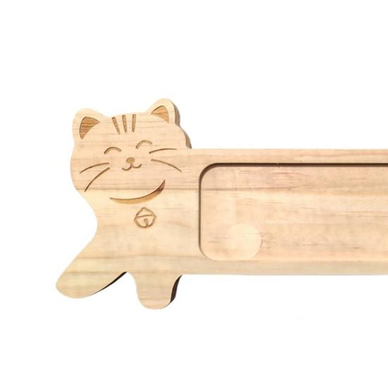 Yousheng Wooden Cat Shape Photo Frame, Rustic Pet Photo Display Frame with Rotatable Tail, Home Office Decorative Picture Holder for 2-inch