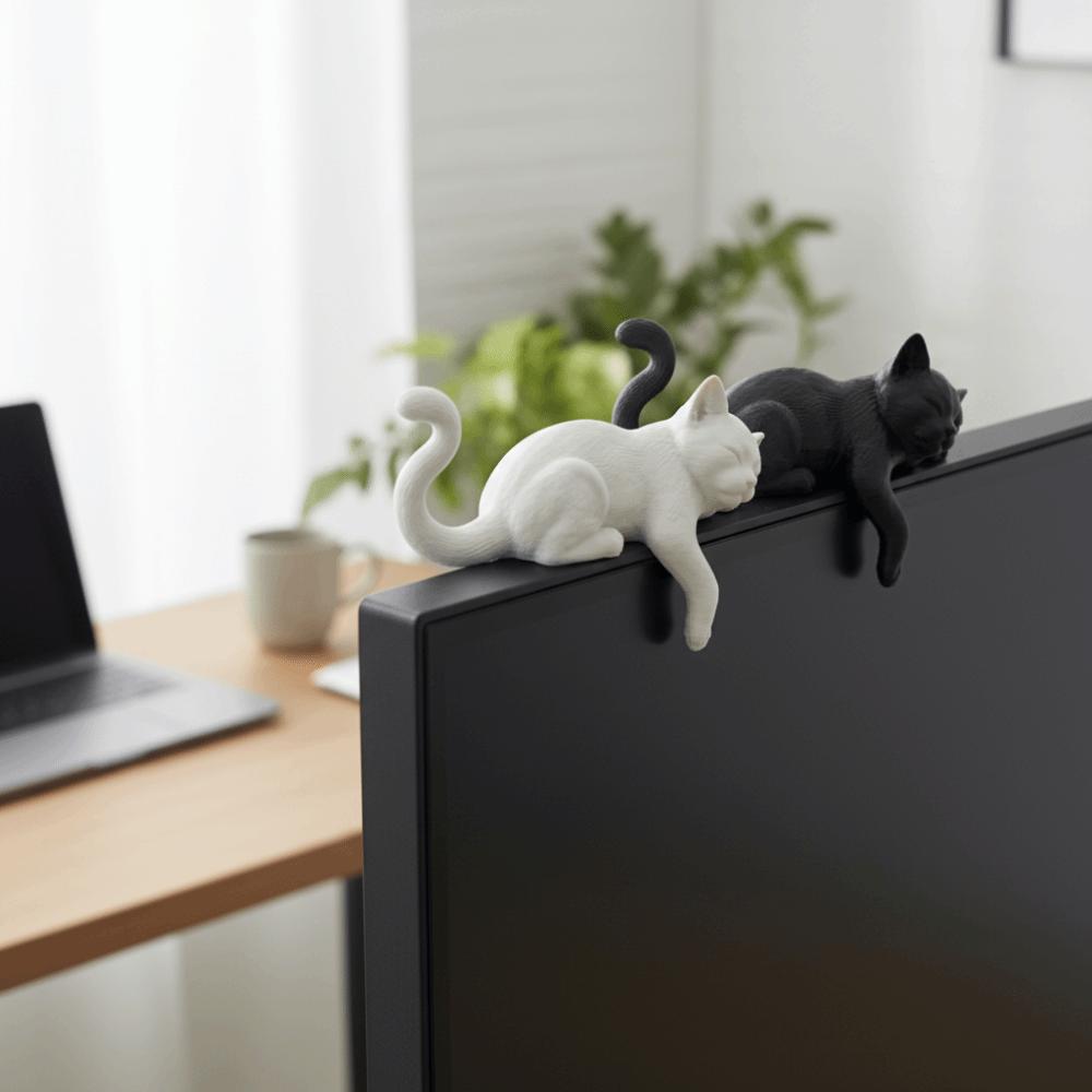 Creative Desk Cat Decorations 3D Printed Decorative Cat Statues Sleeping Cat Ornament  Desktop Use