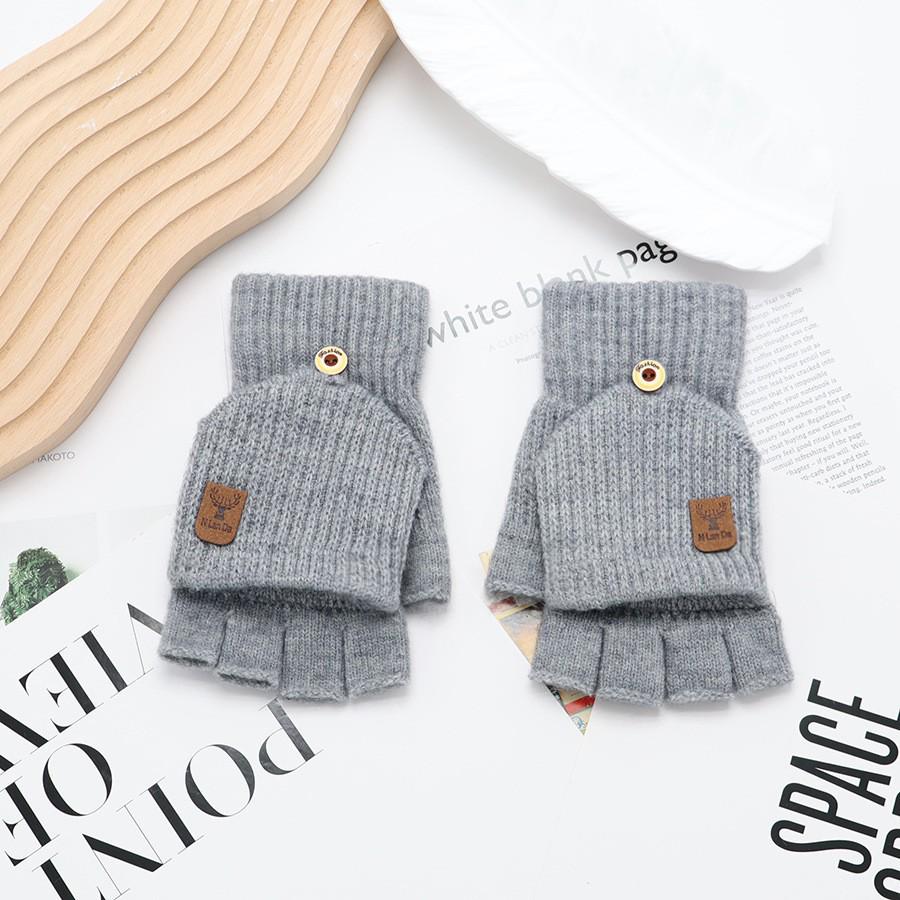 Zimní bezprsté rukavice s odklápěcím vrškem v korejském stylu - Unisex, kreslený design, kompatibilní s dotykovou obrazovkou, ideální pro psaní a ťukání