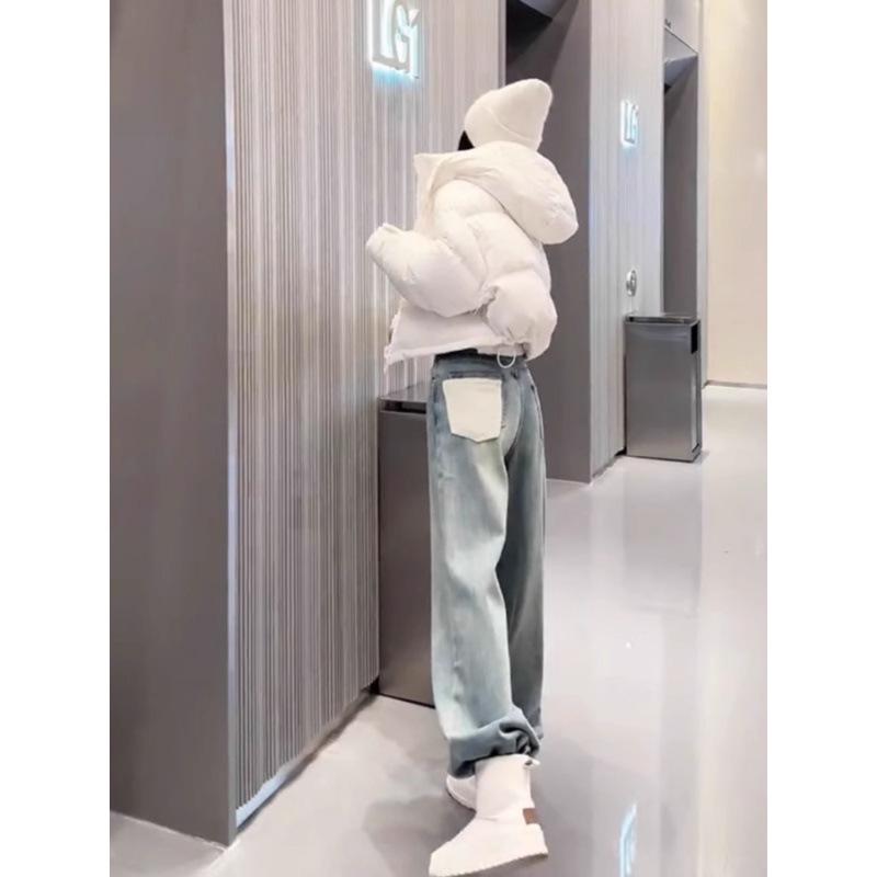 

Plus Size High-Waisted Straight-Leg Jeans for Women s Pear-Shaped Body - Autumn/Winter, Loose, Slimming, Versatile Wide-Leg Trousers 2XL for 70-80 kg
