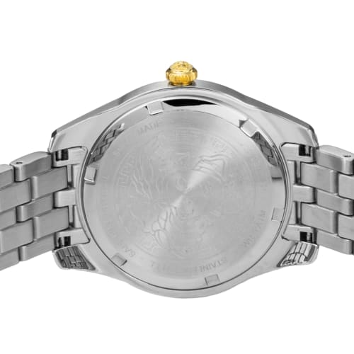 Versace Grecatime Watch, Silver Dial, Stainless Steel, Sapphire Crystal, Quartz Movement, Swiss Made, Men's, VE6C00323