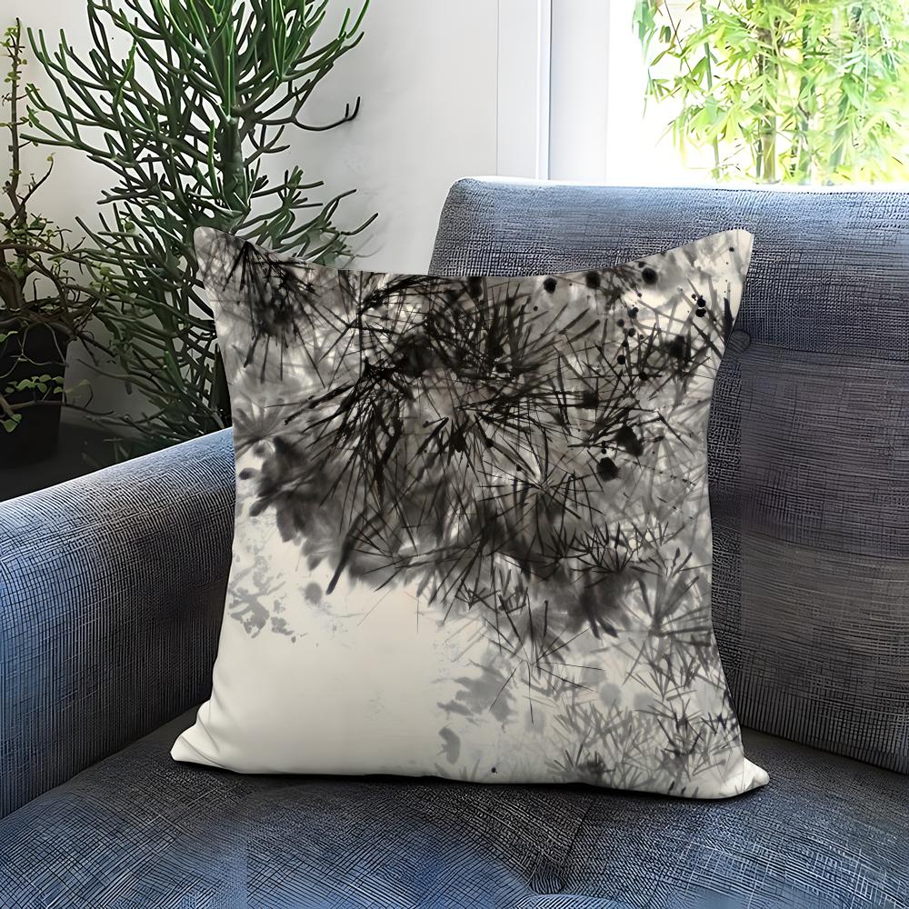 Ink Wash Texture Cushion Cover Comfortable Reversible Pillow Cover Ideal for Car Sofa Bedroom Beyond