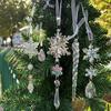 18 Pcs Crystal Christmas Ornaments for Tree Clear Acrylic Snowflake Icicle Hanging Ornaments with Drop Pendants for Winter Wonderland Chandelier