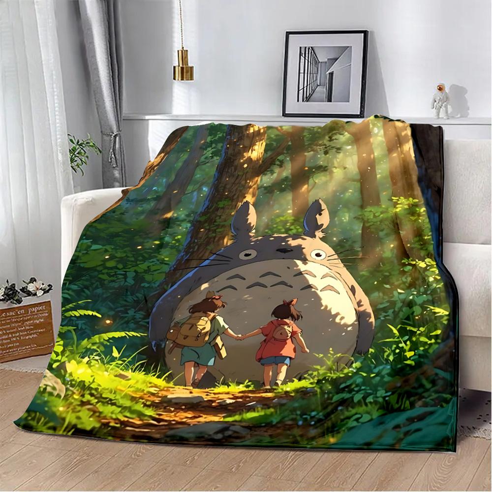 Hot Anime Cartoon Printed Blanket Picnic Blankets Warm Blanket Soft and Comfortable T-TotoroS Blanket Home Travel Birthday