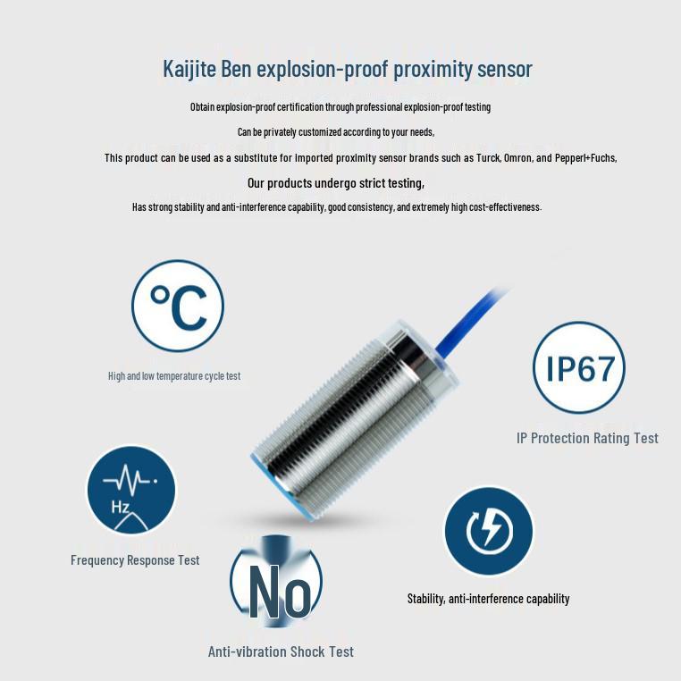 Explosion-Proof M30 NAMUR Proximity Switch NJ30M-N-ZH10: Two-Wire, Normally Closed, Long-Distance.