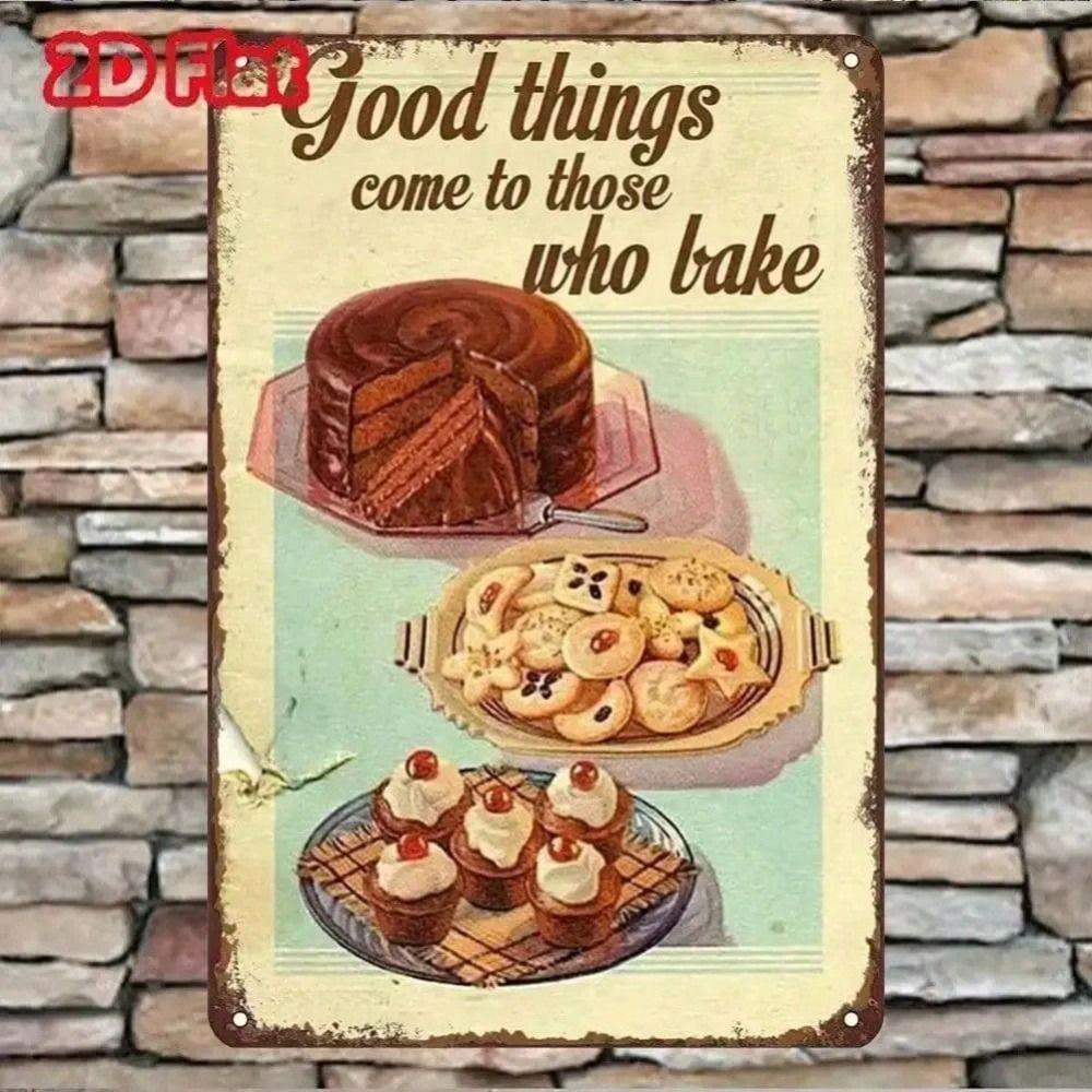 Retro Metal Sign for Wall Decor, Vintage Baking Tin Poster, Bar Kitchen Home Art Gift 1pc