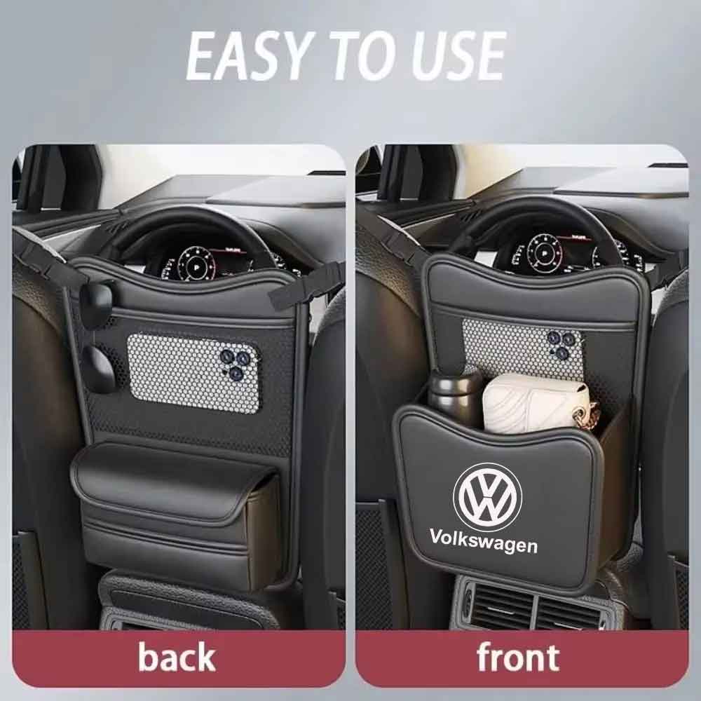 O1PU leather car storage bag for Volkswagen Golf Passat Polo Beetle VW multifunctional hook between seats storage bag key ring