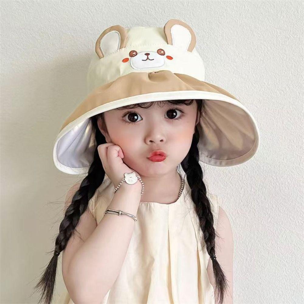 Adjustable Summer Beach Cap Big Brim Children Sun Hat Cute Kid Sun Protection Hat  Girl