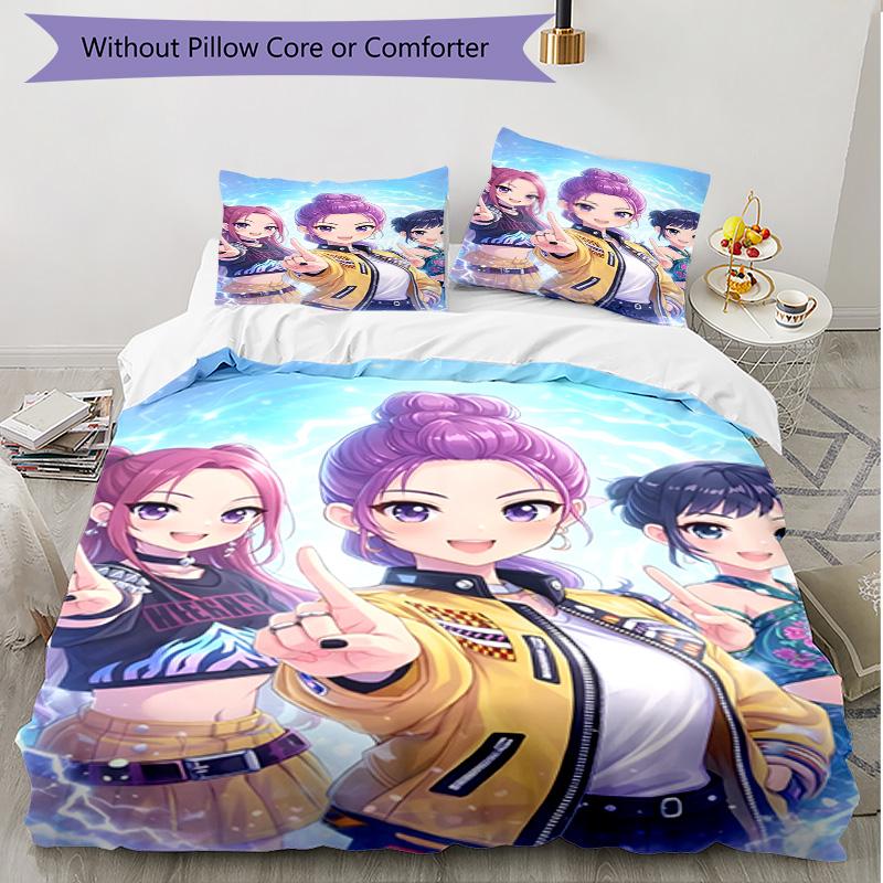 Set copripiumino 3 pezzi (1*Copripiumino + 2*Federe, Senza Nucleo), Set Biancheria da Letto Morbido Stagione Unica con Stampa KPop Demon Hunters, Decorazione Regalo per Camera da Letto