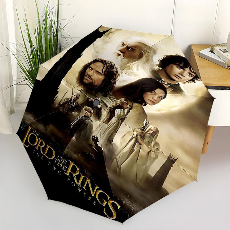 1pc The Lord of the Rings The Two Towers Automatic Folding Umbrella - Compact 8-Rib Design, Durable Plastic & Iron1174L