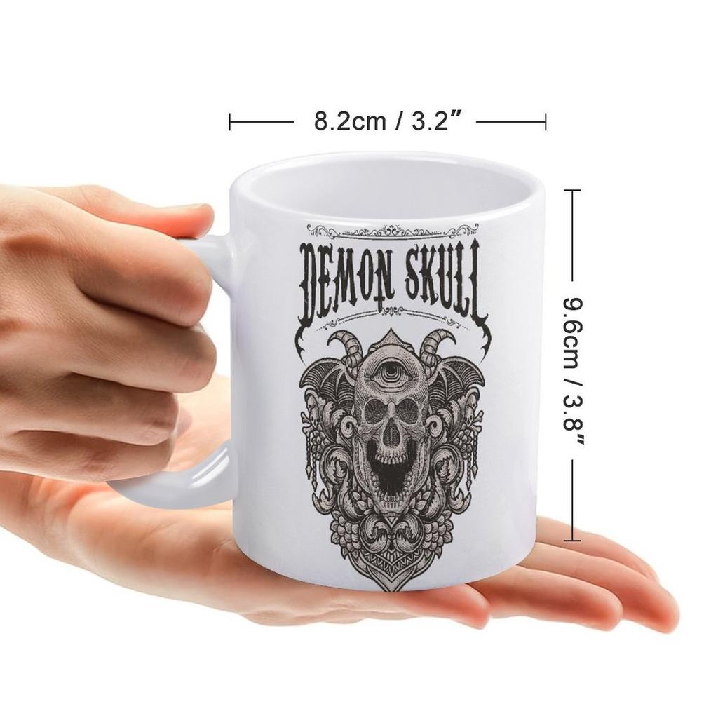 11 oz Weiße Keramik-Kaffeetasse mit beidseitigem Druck, glänzende Oberfläche und bequemer Griff für Tee-, Milch- und Heißgetränkepausen