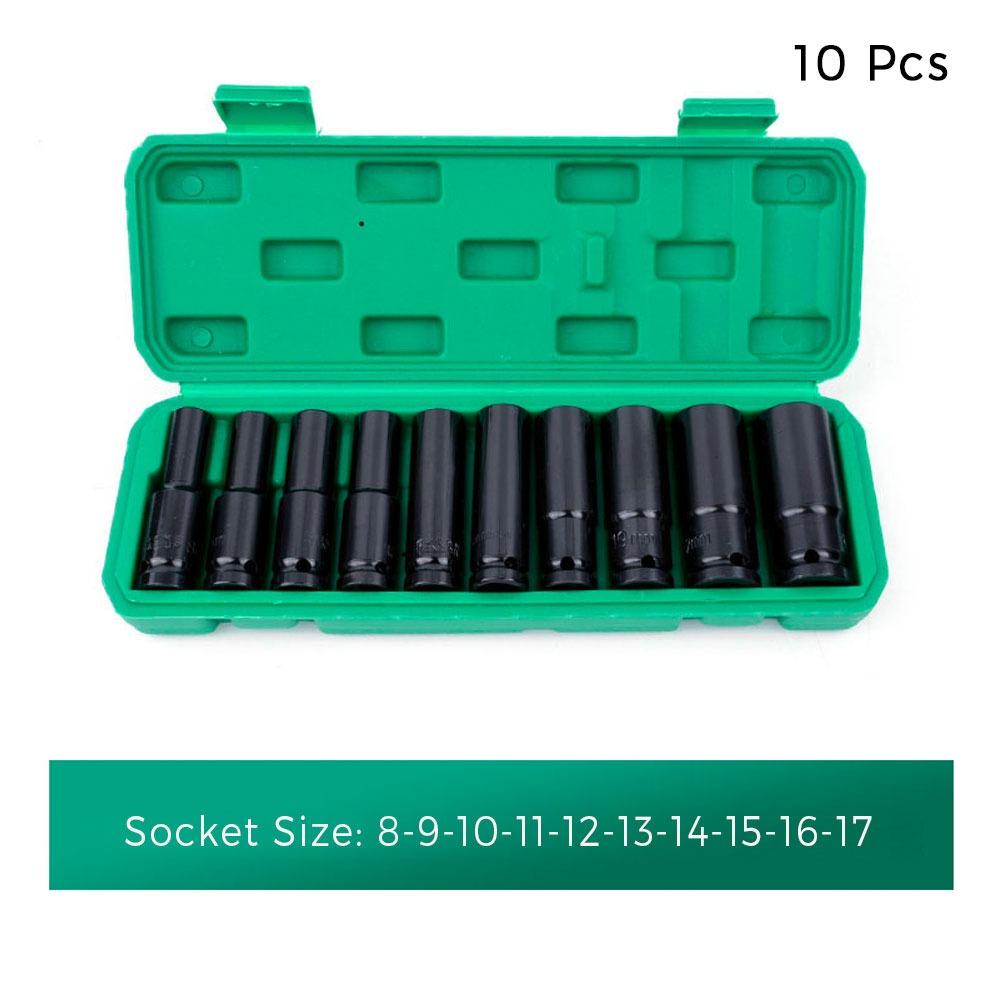 High Quality Long Extended Hex Impact Socket Set for Electric/Air Impact Wrenches Automotive Mechanical Repair Specialized Tools