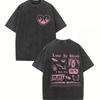 European Size Dual-Sided Washed T-Shirt with Love Character Print | Retro Streetwear Style, Round Neck, All-Season Casual Fit, Machine Washable