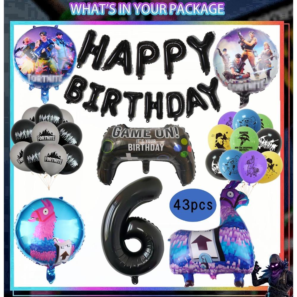 Shooting Game Fortnition Birthday Party Decoration Tableware Set 10people Backdrop Alpaca Balloon Baby Shower Kid Party Supplies