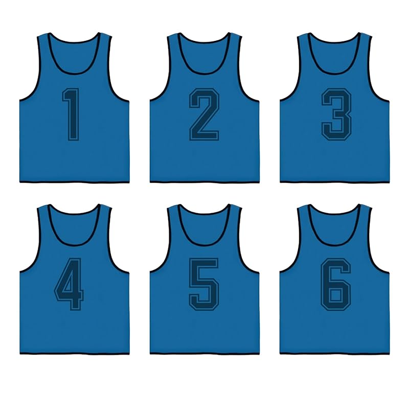 

LEVANA Adult 6-Piece Team Bib Set with Numbering, Mesh, Lightweight, Unisex, for Soccer, Basketball, Futsal, Schools, Sports Days, Local Government