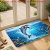 1pc, 2D Flat Printing, Ocean Dolphin Jumping Out of The Water Pattern Entrance Doorway Anti-Slip Mat, Non-Slip Machine Washable Easy Clean Polyester C