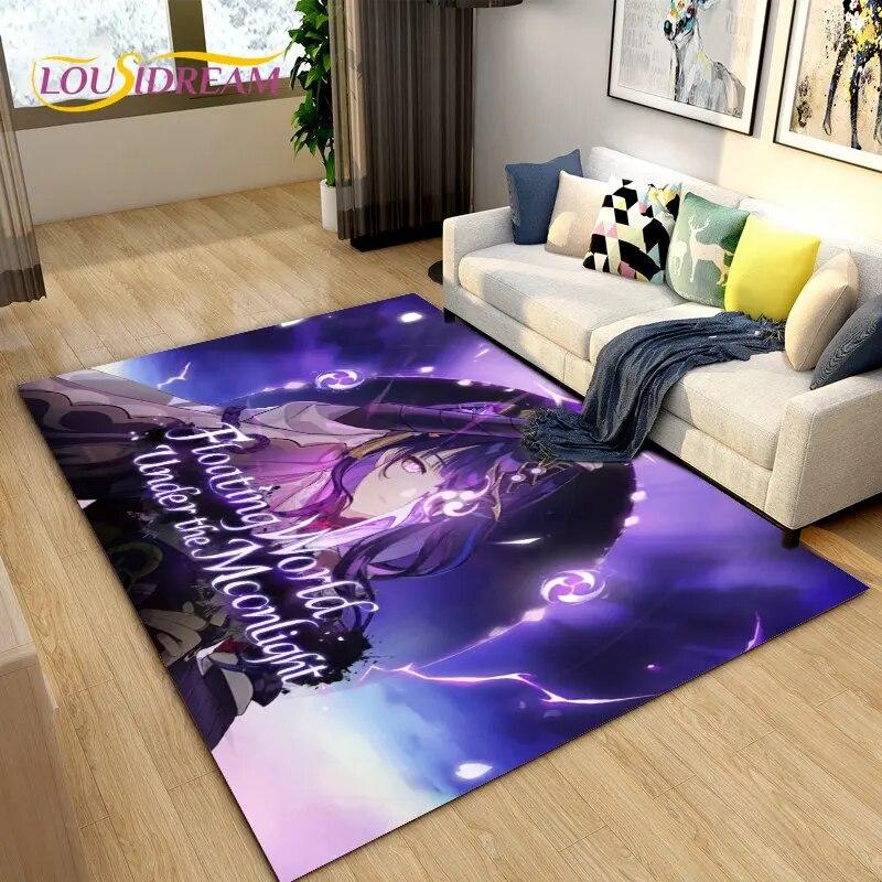 Genshin Impact Game Gamer Cartoon Area Rug,Carpet Rug for Living Room Bedroom Sofa Doormat Decoration, Kids Non-slip Floor Mat