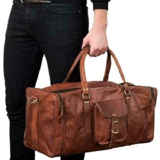 

Кожаная сумка Travel Goat Gym Duffel Luggage Подлинная коричневая винтажная новая мужская мужская 20 x 10 x 8 in коричневый