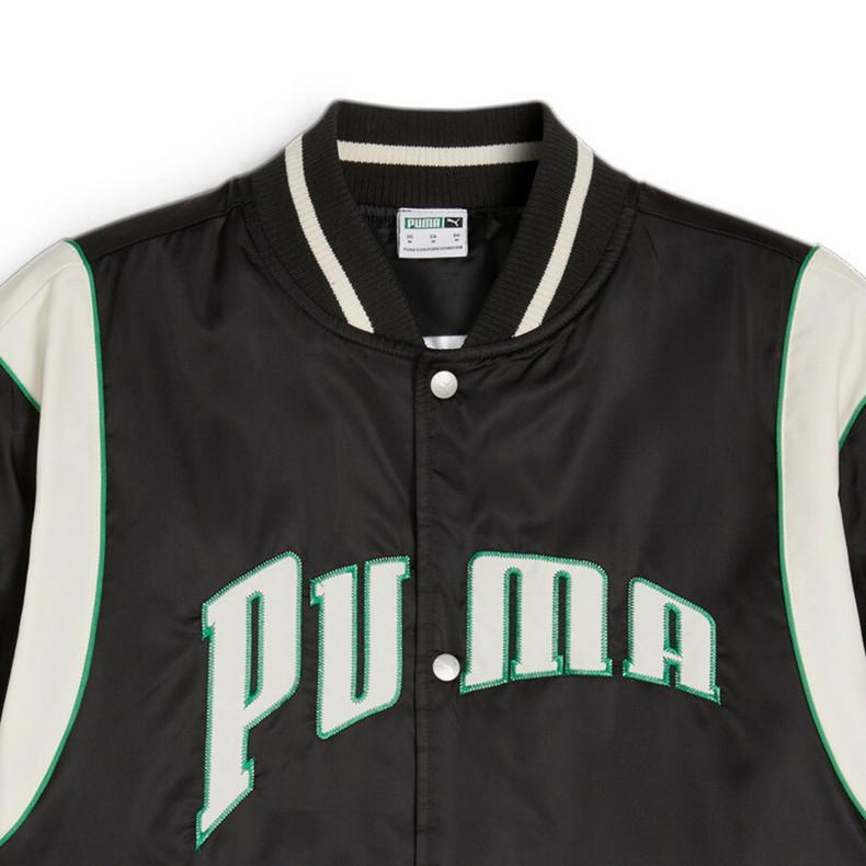 Puma Letter Single Button Casual Sports Long Sleeve Baseball Jacket Unisex Jackets Black 626147-01