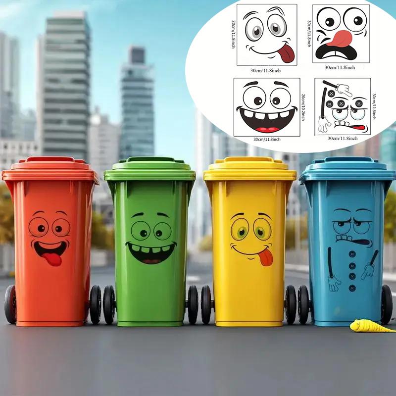 4 ark/Set Tecknad Ansiktsstickers, Självhäftande, Kompatibel med Plastyta, Lämplig för Hemdekoration, Papperskorg, Toalettdekor