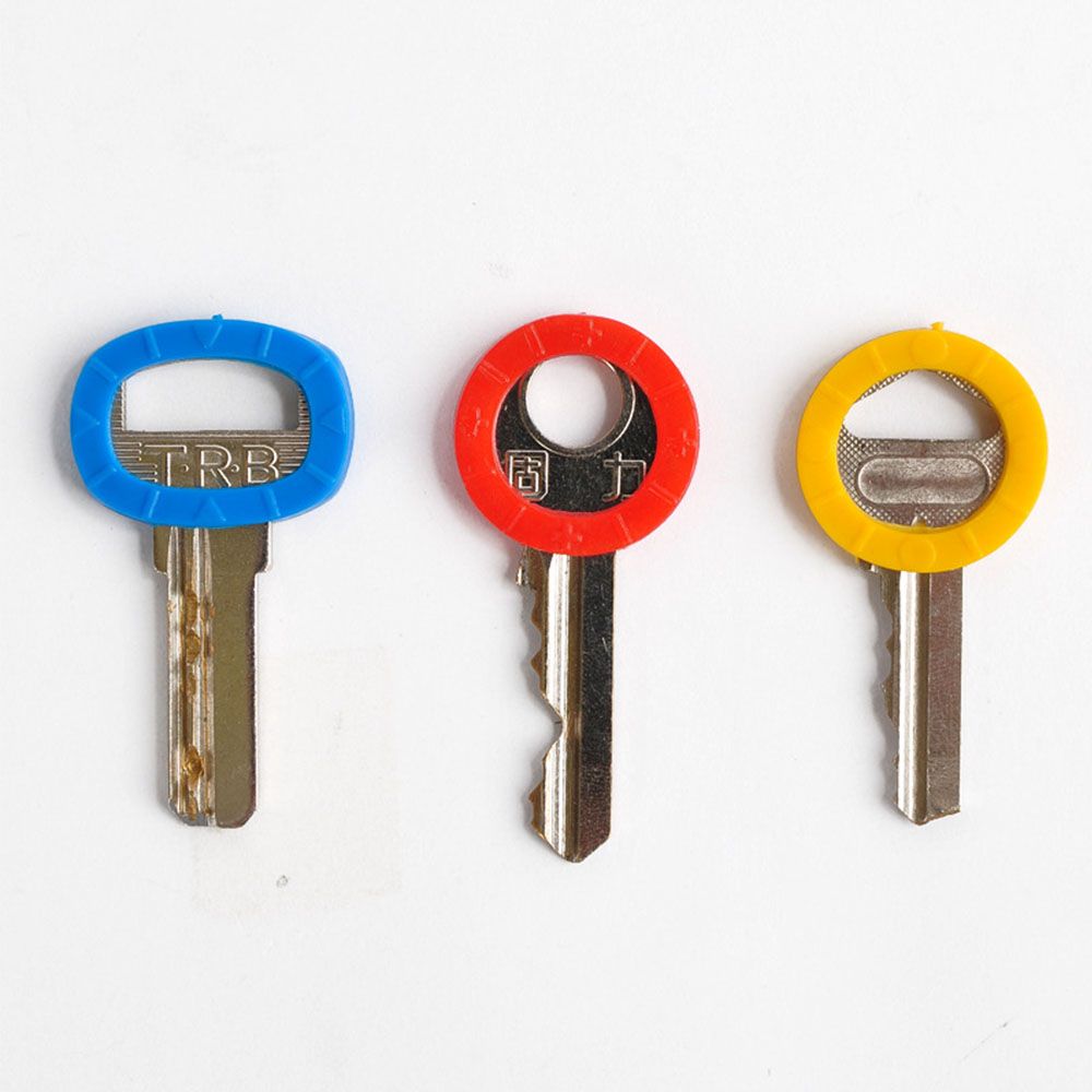 8pcs 8pcs Soft Home Round Mixed Color Keys Cap Silicone Keyring Key Covers