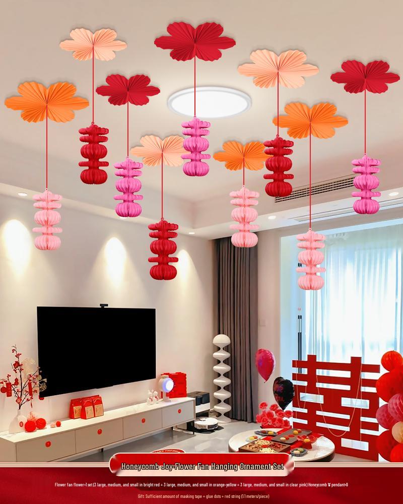 Ceiling Hanging Decorations: Wedding, Living Room, Bedroom, Boudoir Pendants & Fan Floral Ornaments