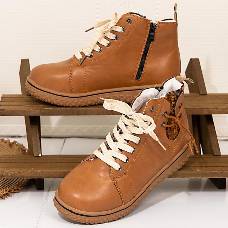Large size tall snow boots for women, new lace-up outer cotton shoes for autumn and winter women