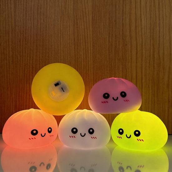 In Dark Bun The Glow Squeeze Toy Led Light Up Stress Relief Fidget Sensory Toy For Adults Kids Cute Desk Decor Gift
