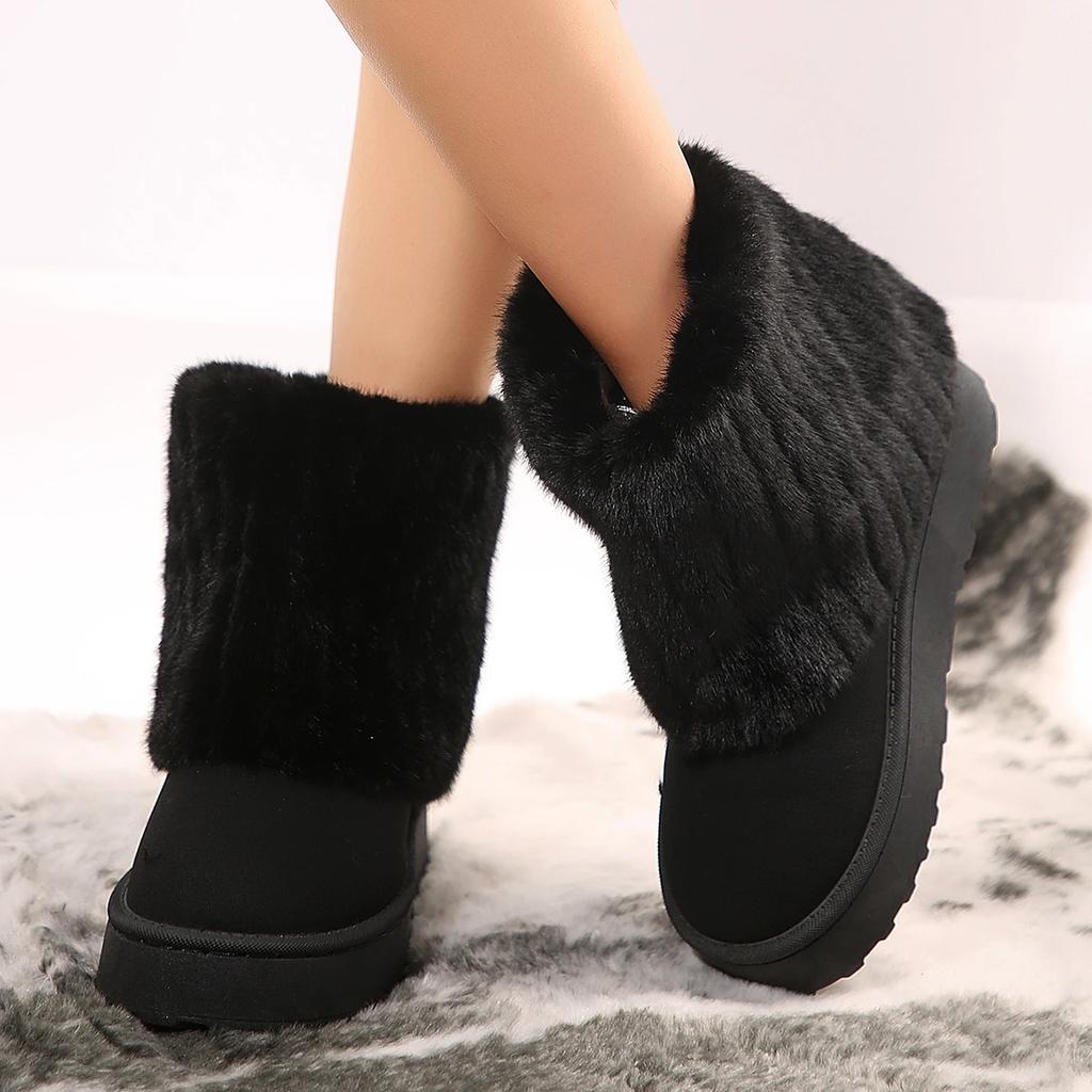 Fashion New Thick-soled Non-slip Large-size Walking Boots Winter Round Toe Plus Velvet Warm Sexy Casual Snow Boots for Women