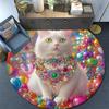 Magical Cat Round Area Rug,Carpet Rug for Living Room Bedroom Sofa Playroom Decor,Non-slip Floor Mat