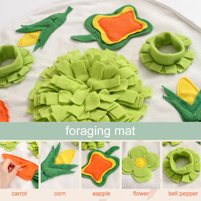 Pet Sniffing Pad Mat Round Carrot Flower Snuffle Mats Little Puzzle Treat Dispenser Bunny Rabbit Chinchillas Guinea Pig Foraging