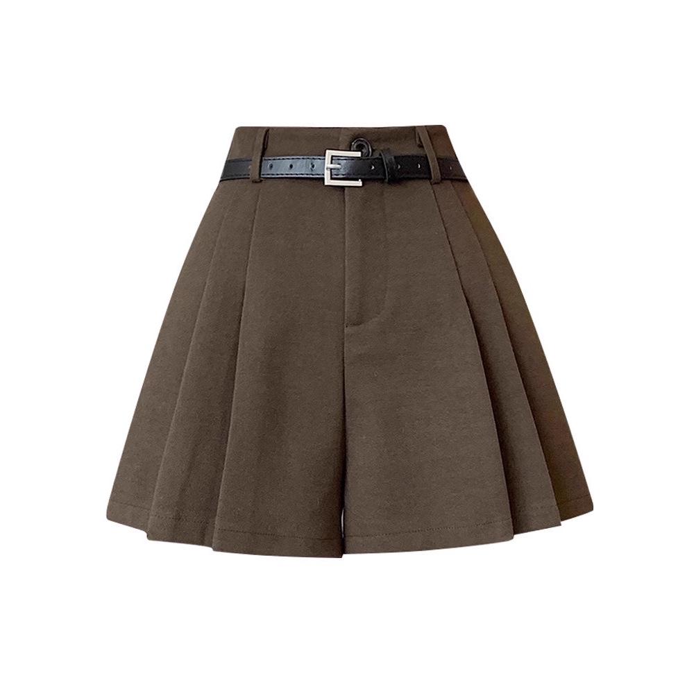 Women's Woolen High-Waisted Wide-Leg Shorts, Autumn/Winter 2024, Slimming A-Line, Thickened Casual Bootcut Pants