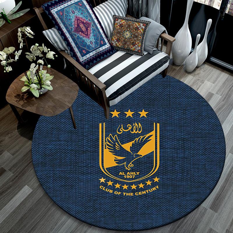 Al Ahly Sporting Club Round Area Rug,Carpet Rug for Living Room Bedroom Sofa Playroom Decor,Non-slip Floor Mat