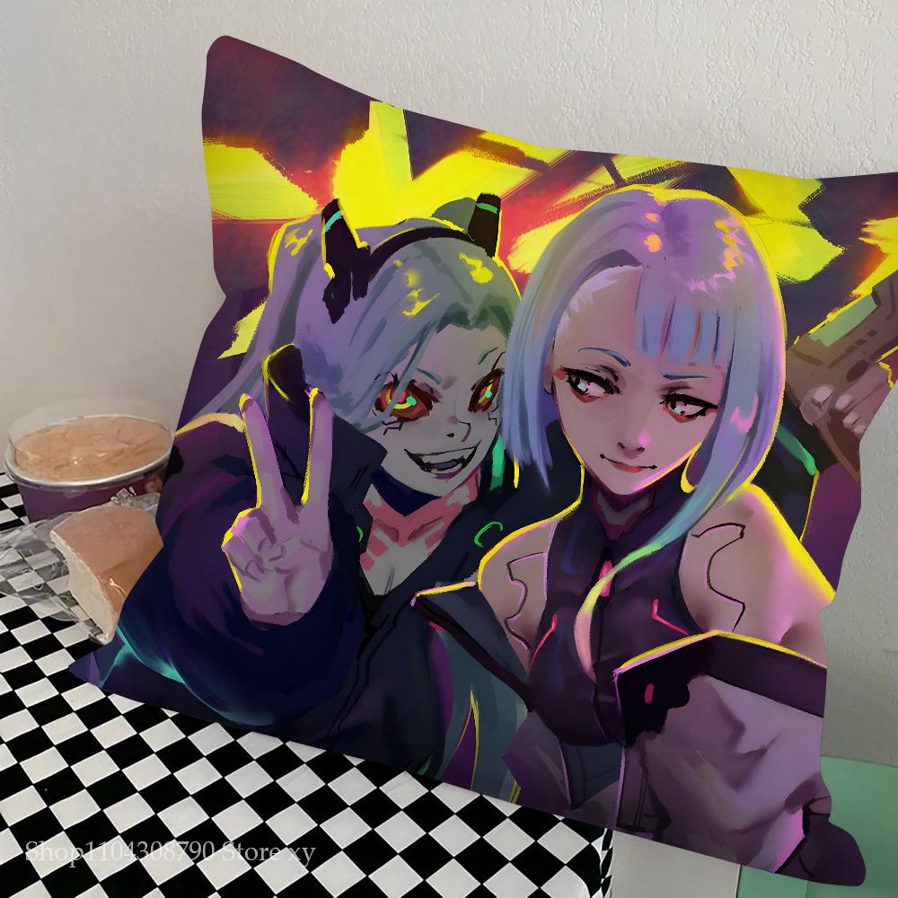 Anime C-Cyberpunk E-Edgerunner Pillow Case Square Pillow Bedroom Sofa Leisure Comfort Cushion Car Living Room Home Decoration