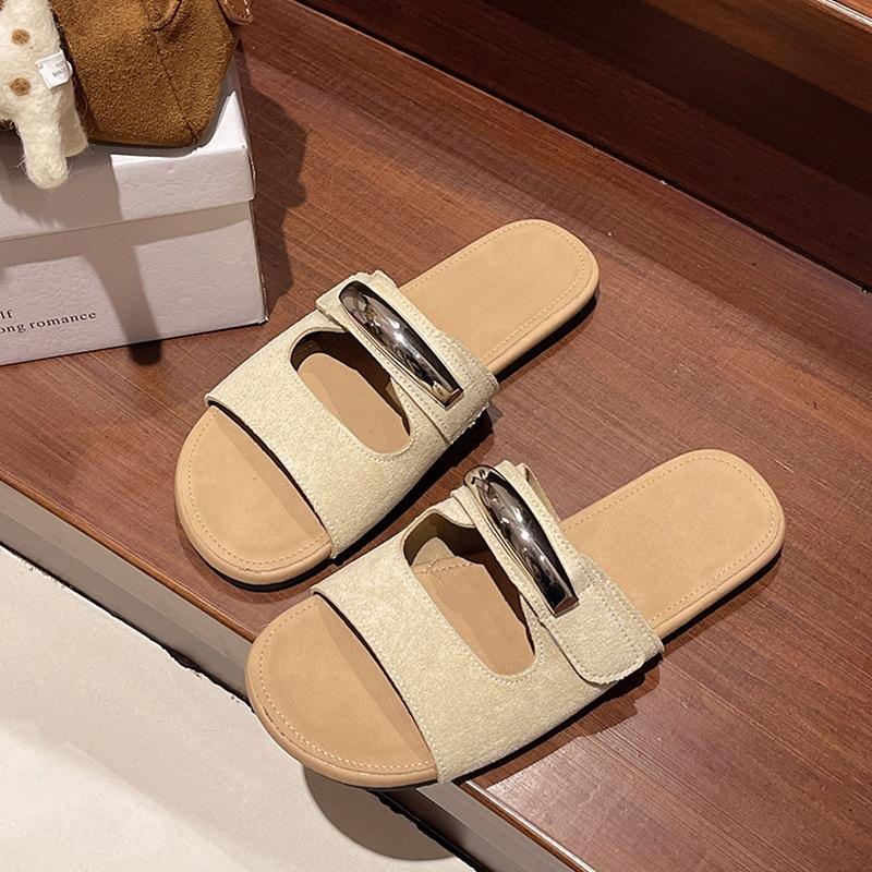 Spring and summer women's 2025 new Korean sweet and versatile baotou summer soft bottom casual one-word non-slip slippers