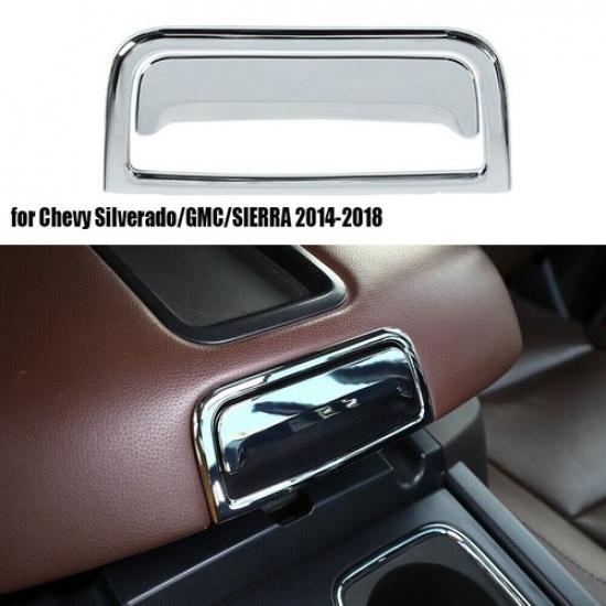 Car Armrest Box Switch Trim Cover for Chevy Silverado/GMC/SIERRA 2014-18 Chrome